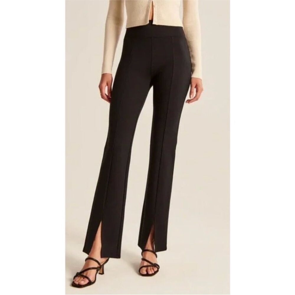 Abercrombie & Fitch Women's Black Split-Hem Straight-Leg Pants